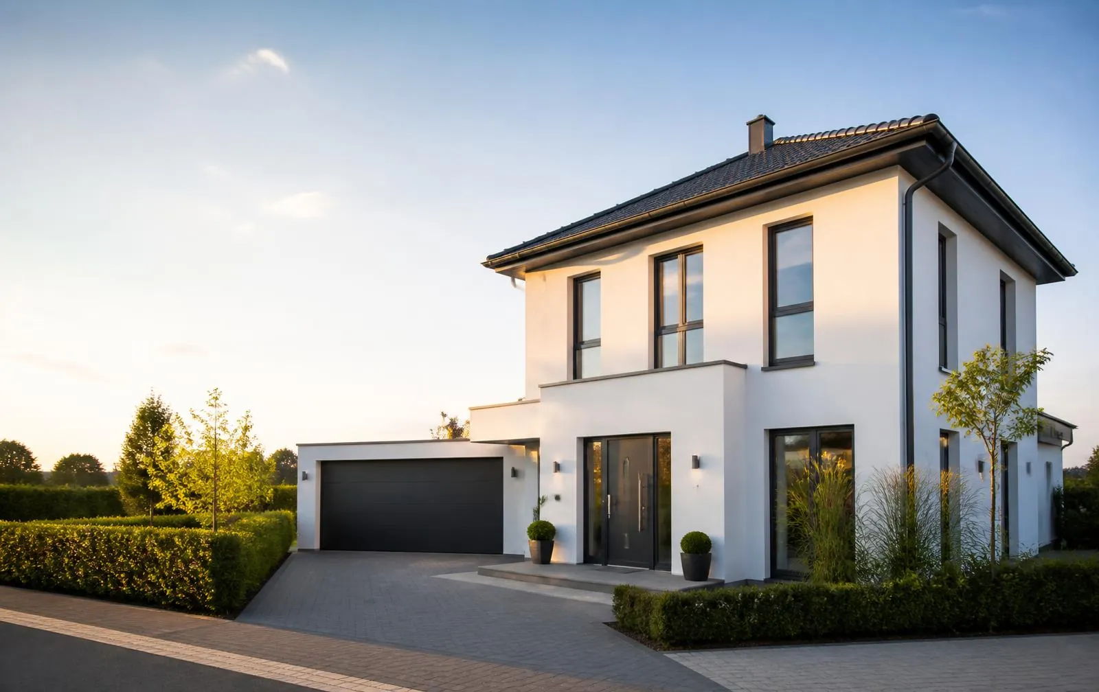 Modernes Einfamilienhaus in Nordrhein-Westfalen als Beispiel für eine finanzierte Wohnimmobilie